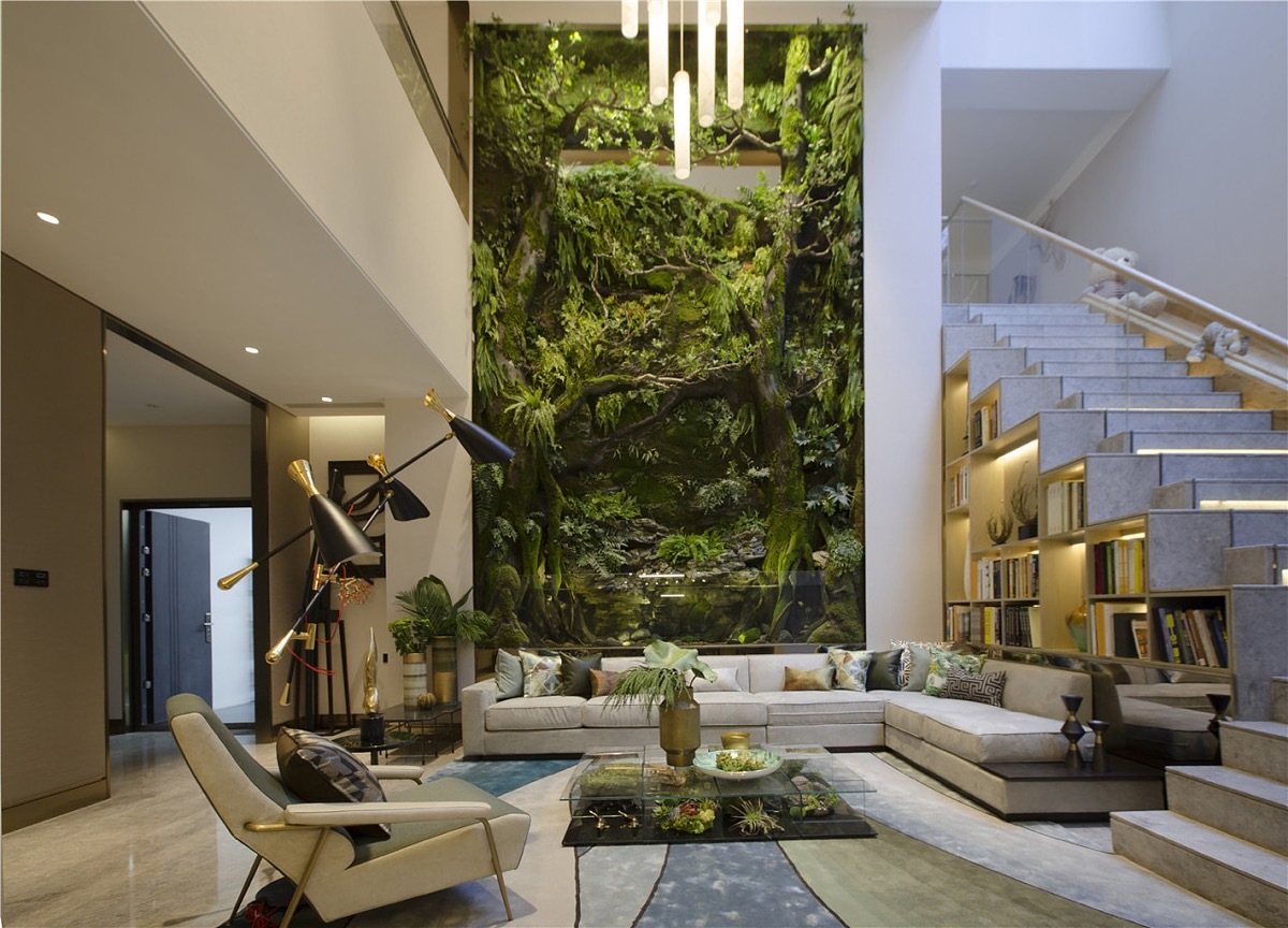 modern green house living room